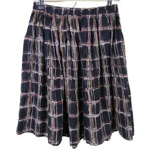 Vintage Silk Blue Geo Patterned Skirt - Women's M